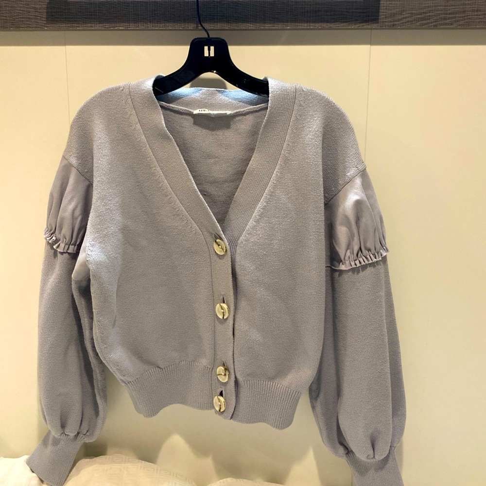 ADEAM Ruched Cropped Cardigan